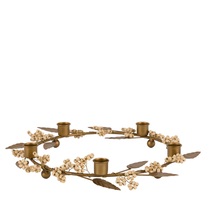 Keswick Berry Leaf Candle Ring Gold
