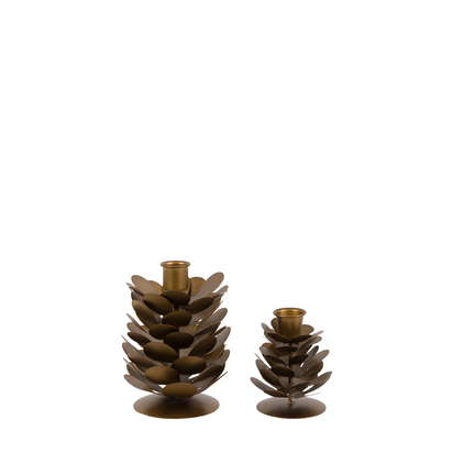 Keswick Set of 2 Pinecone Candleholder Gold