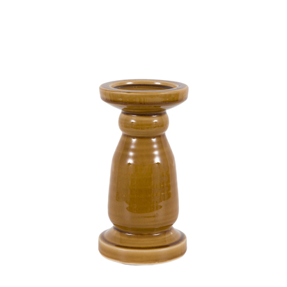 Pienza Crackle Glaze Candlestick Caramel SMALL