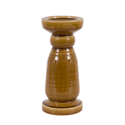 Pienza Crackle Glaze Candlestick Caramel LARGE