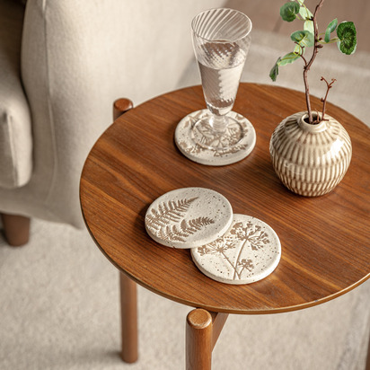 Bibury Speckle Floral Coasters Natural Set of 4