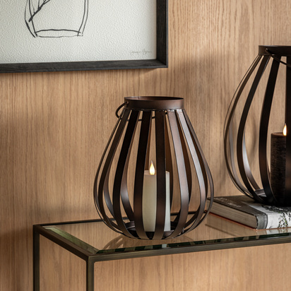 Hampton Metal Bulb Lantern Brown SMALL