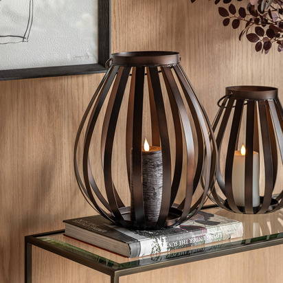 Hampton Metal Bulb Lantern Brown LARGE