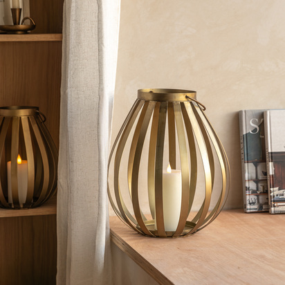 Hampton Metal Bulb Lantern Gold LARGE