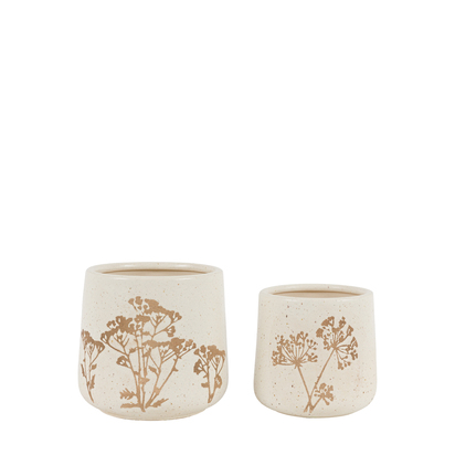Bibury Speckle Floral Planters Natural Set of 2