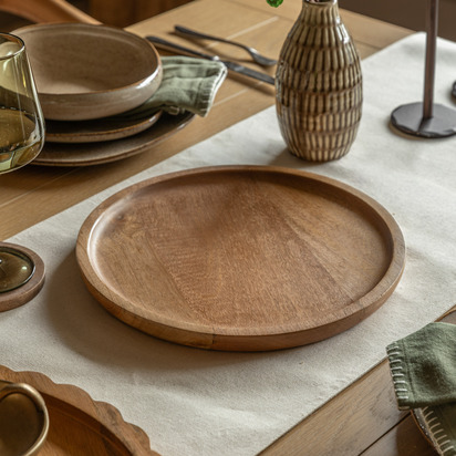 Stow Mango Wood Round Decorative Tray