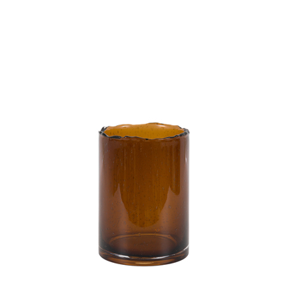 Varenna Edged Cut Glass Vase Brown SMALL