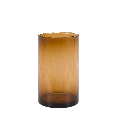 Varenna Edged Cut Glass Vase Brown LARGE