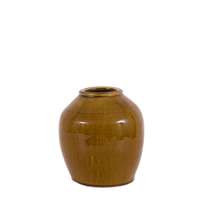 Pienza Crackle Glaze Vase Caramel