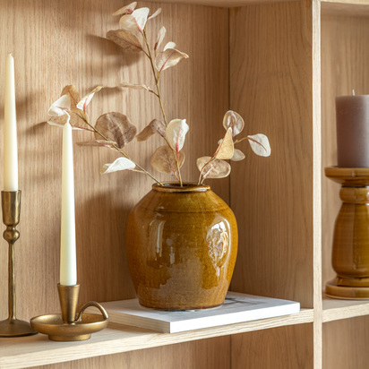 Pienza Crackle Glaze Vase Caramel