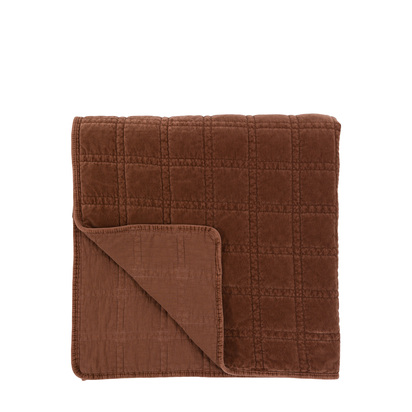 Marlborough Cotton Velvet Quilted Bedspread Rust