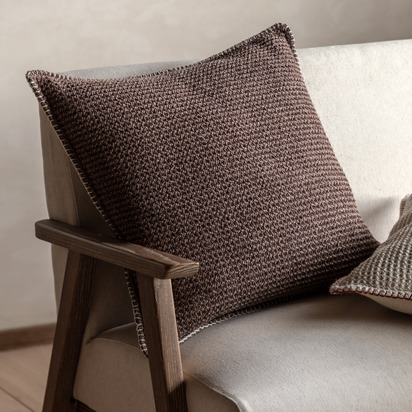 Langley Textured Cushion Brown Feather Filled