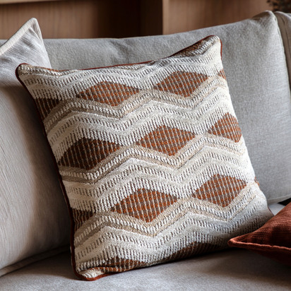 Alderley Jacquard Cushion Rust Feather Filled