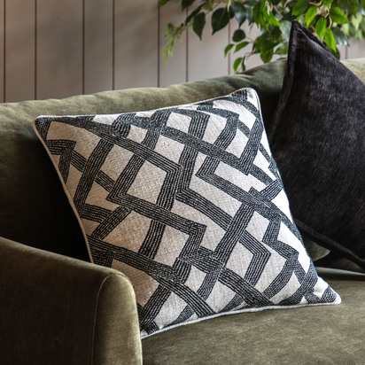 Florence Jacquard Cushion Slate Feather Filled