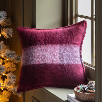 Keswick Check Faux Mohair Cushion Merlot Poly Filled