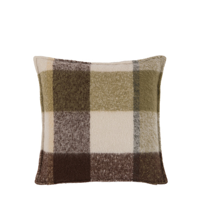 Keswick Check Faux Mohair Cushion Olive Poly Filled