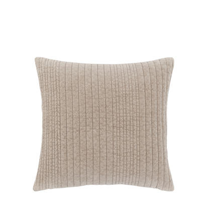 Marlborough Cotton Velvet Stitched Cushion Taupe Poly Filled