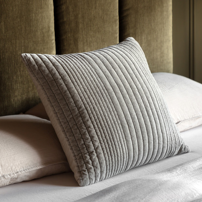 Marlborough Cotton Velvet Stitched Cushion Taupe Poly Filled