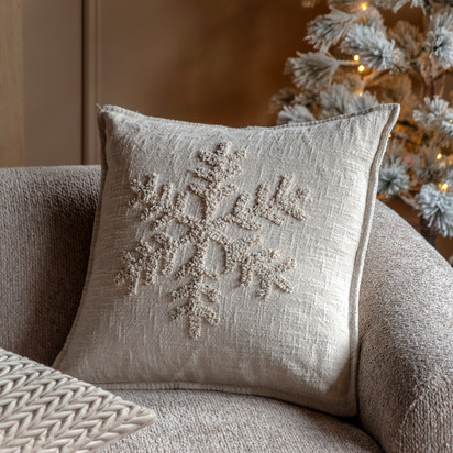 Kensington Embroidered Snowflake Cushion Poly Filled