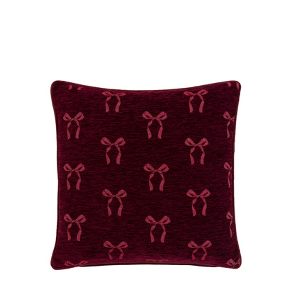 Windsor Bow Chenille Cushion Merlot Poly Filled