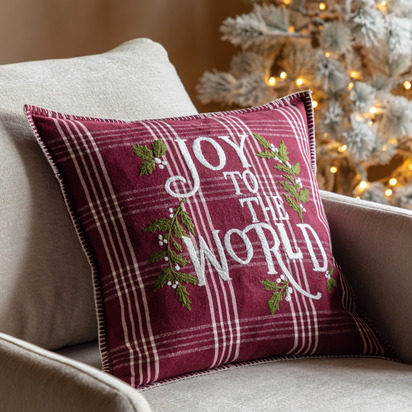 Windsor Joy To The World Cushion Merlot Poly Filled