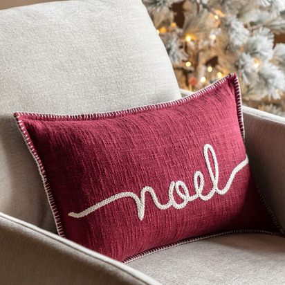 Windsor Noel Embroidered Cushion Merlot Poly Filled