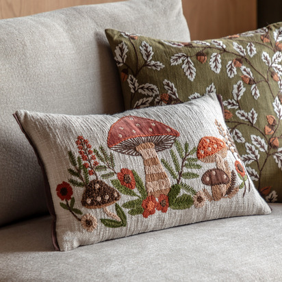 Woodstock Mushroom Embroidered Cushion Poly Filled
