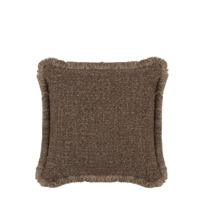 Siena Fringe Cushion Mocha Feather Filled