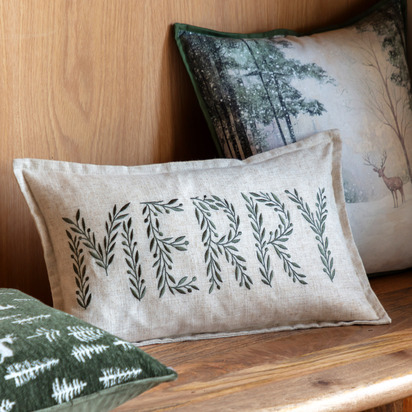 Keswick Embroidered Merry Cushion Poly Filled