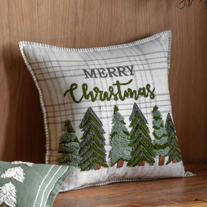 Keswick Merry Christmas Trees Cushion Poly Filled