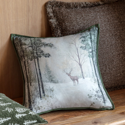 Keswick Stag Scene Cushion Poly Filled