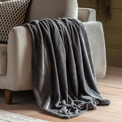 Windermere Super Soft Flannel Fleece Throw Grey