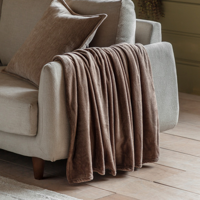 Windermere Super Soft Flannel Fleece Throw Mocha