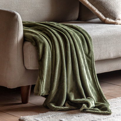 Windermere Super Soft Flannel Fleece Throw Olive