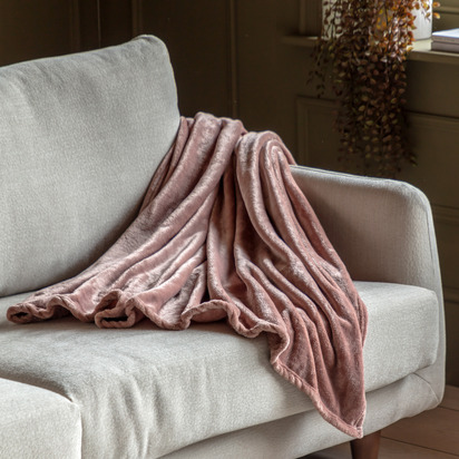 Windermere Super Soft Flannel Fleece Throw Pink