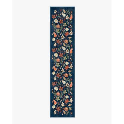 Autumn Harvest Blue Flatwoven Rug - 75 x 365 cm - Rug + Pad System
