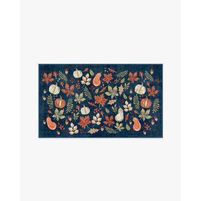 Autumn Harvest Blue Flatwoven Rug - 90 x 150 cm - Rug + Pad System