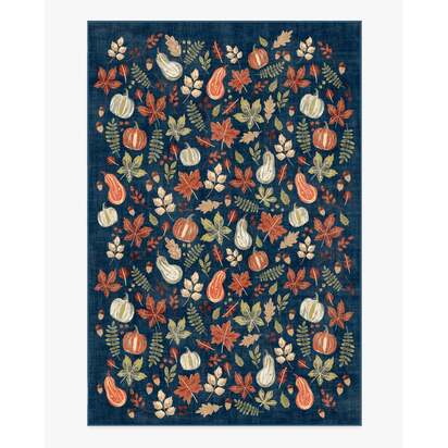 Autumn Harvest Blue Flatwoven Rug - 185 x 275 cm - Rug + Pad System