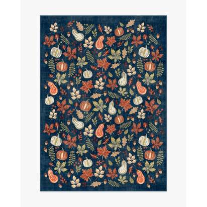 Autumn Harvest Blue Flatwoven Rug - 150 x 215 cm - Rug + Cushioned Pad System