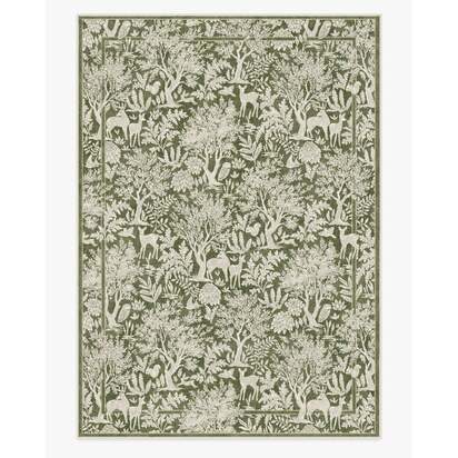 Elowen Olive Flatwoven Rug - 305 x 425 cm - Rug + Pad System