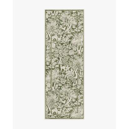 Elowen Olive Flatwoven Rug - 75 x 215 cm - Rug + Cushioned Pad System