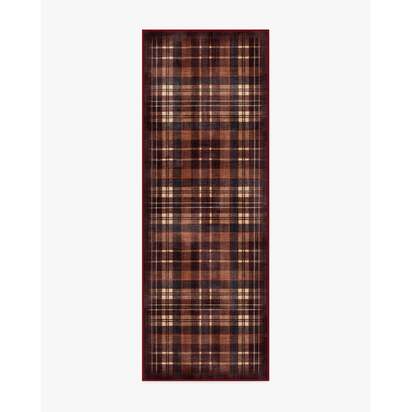 Flannel Plaid Burgundy Rug - 75 x 215 cm - All-In-One Rug