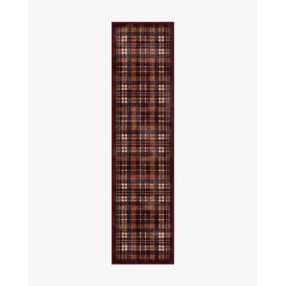 Flannel Plaid Burgundy Rug - 75 x 305 cm - All-In-One Rug