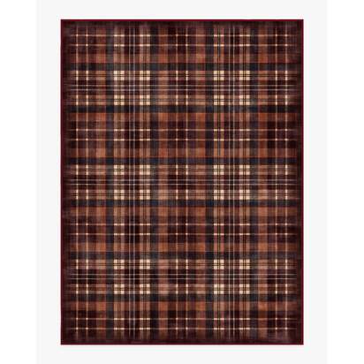 Flannel Plaid Burgundy Rug - 275 x 365 cm - All-In-One Rug