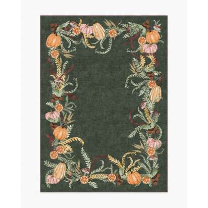 Fall Botanicals Green Flatwoven Rug - 150 x 215 cm - Rug + Pad System