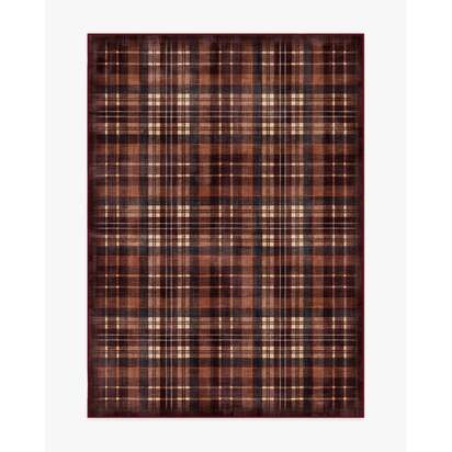 Flannel Plaid Burgundy Flatwoven Rug - 150 x 215 cm - Rug + Pad System