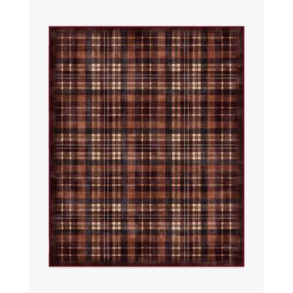 Flannel Plaid Burgundy Flatwoven Rug - 245 x 305 cm - Rug + Cushioned Pad System