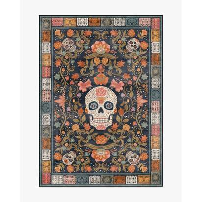 Floral Sugar Skulls Multicolour Rug - 150 x 215 cm - All-In-One Rug