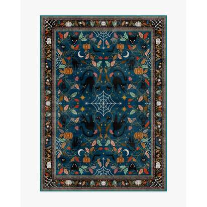 Spooky Purrsian Midnight Multicolour Flatwoven Rug - 150 x 215 cm - Rug + Pad System