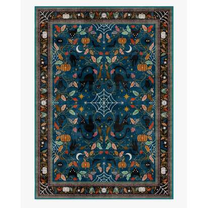 Spooky Purrsian Midnight Multicolour Flatwoven Rug - 305 x 425 cm - Rug + Pad System